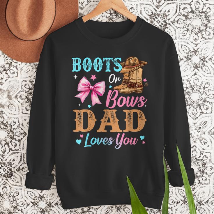 Boots Or Bows Dad Loves You Gender Reveal Daddy Men Sweatshirt