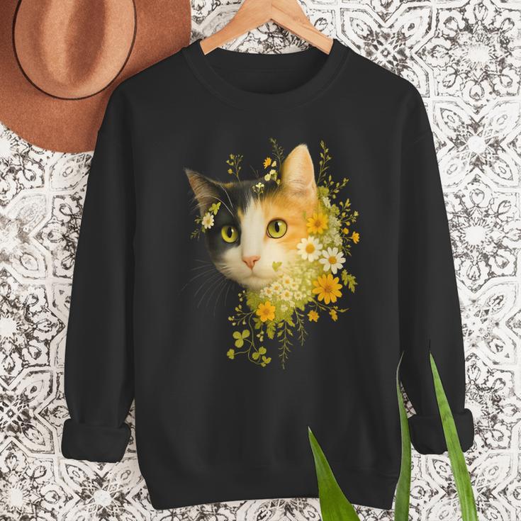 Calico Cat With Flowers For Mom Dad Women Men Kids Botanical Men Sweatshirt Calico Cat With Flowers For Mom Dad Women Men Kids Botanical Men Sweatshirt