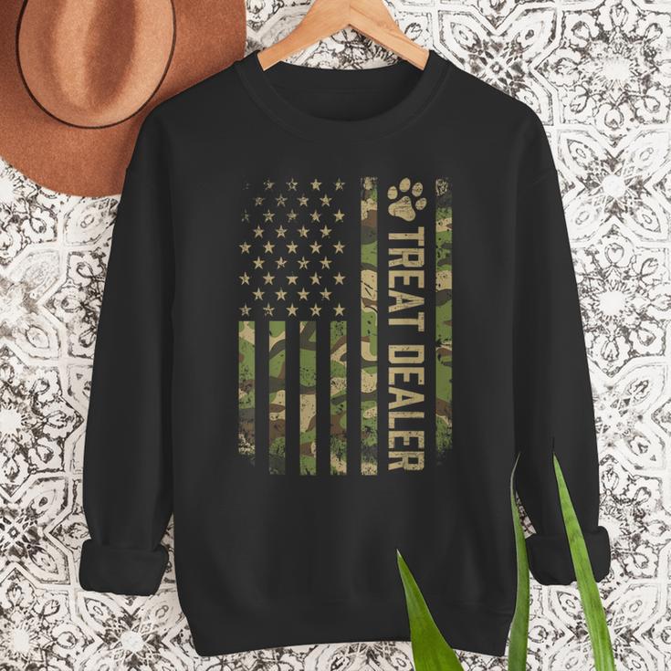 Camo Cat Treat Dealer American Flag US Cat Dad 4th Of July For Men Women Men Sweatshirt