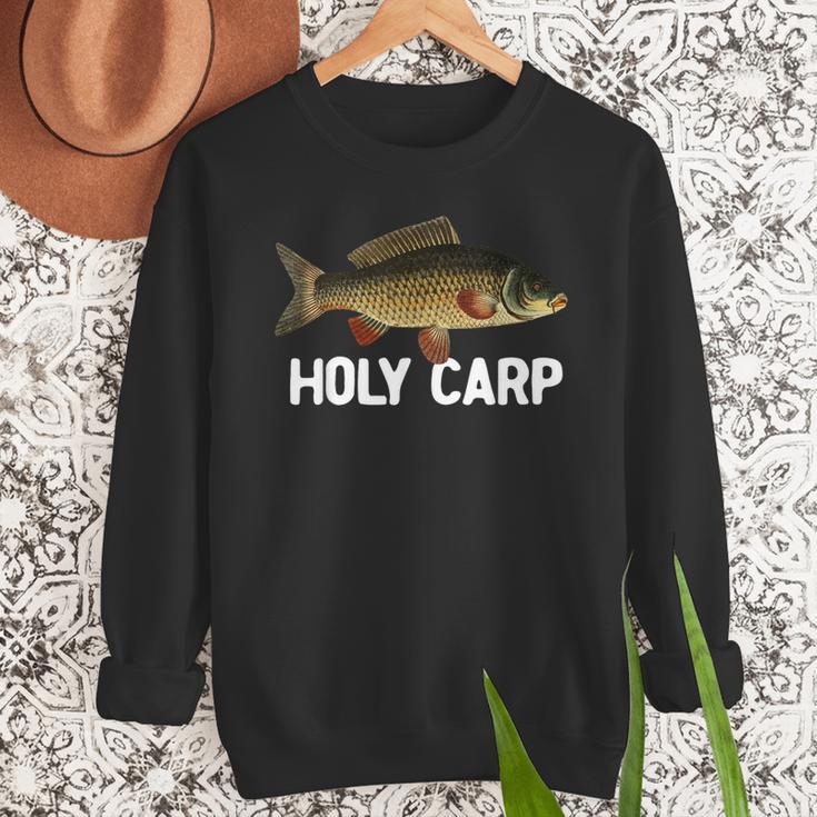 Carp Fish Pun Fishing Trip Fisherman Dad Holy Carp Men Sweatshirt