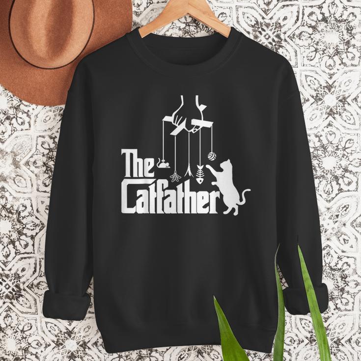 Cat Dad Life The Catfather Fathers Day Vintage Men Sweatshirt