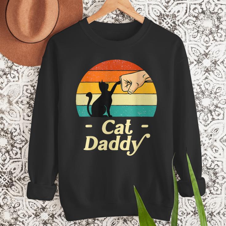 Cat Daddy Vintage Cat Lover Cat Dad Fathers Day Men Sweatshirt