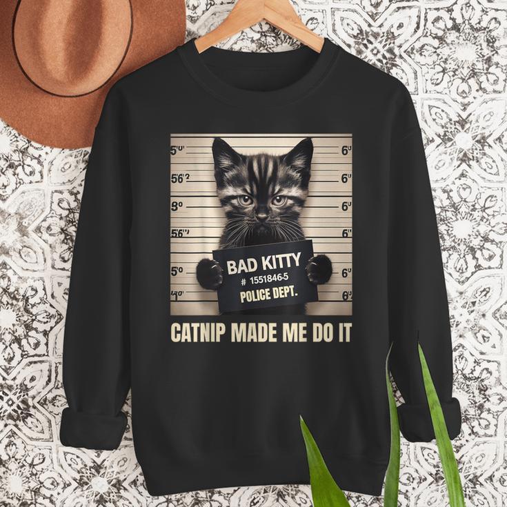 Catnip Made Me Do It Mugshot For Cat Lover Cat Mom Cat Dad Men Sweatshirt