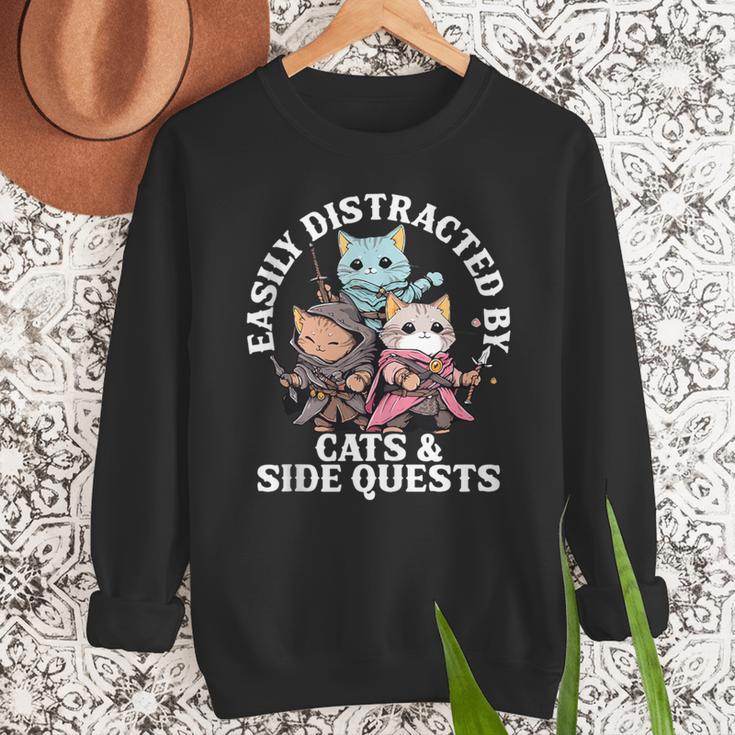 Cats Side Quest Distracted Tabletop Men Women Kids Dad Men Sweatshirt