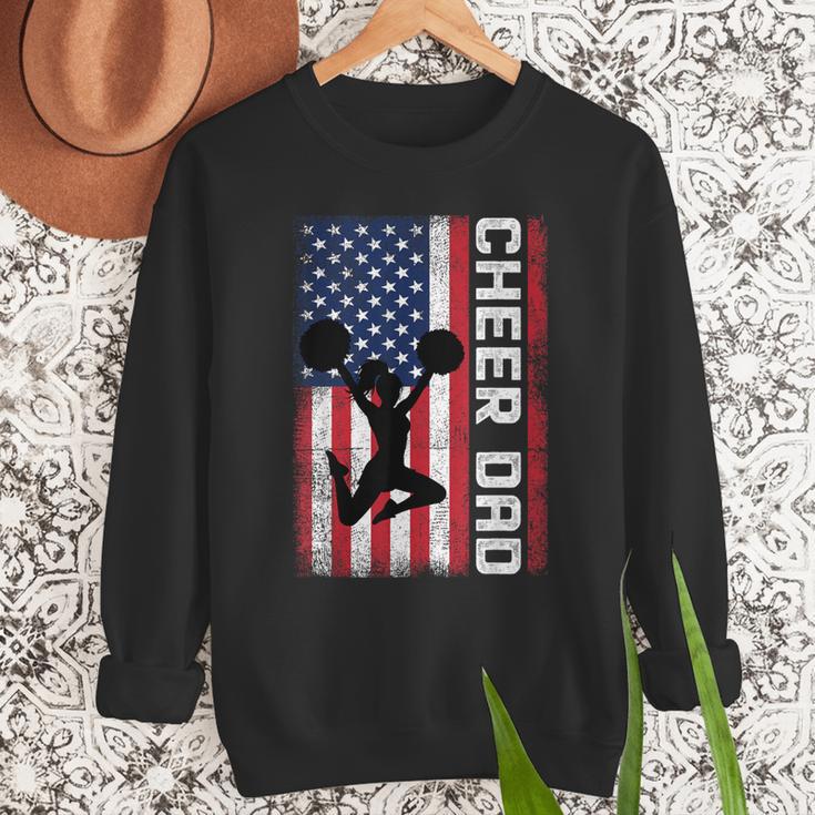 Cheer Dad American Flag Cheerleader Support Men Sweatshirt