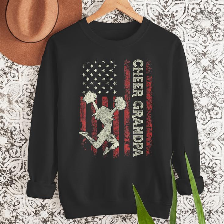 Cheer Grandpa US Flag Dad Patriotic Cheerleader Fathers Day Men Sweatshirt