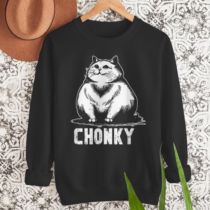 Chonk Fat And Hairy Cat Cats Kittens Dad Graphic Mom Funny Men Sweatshirt