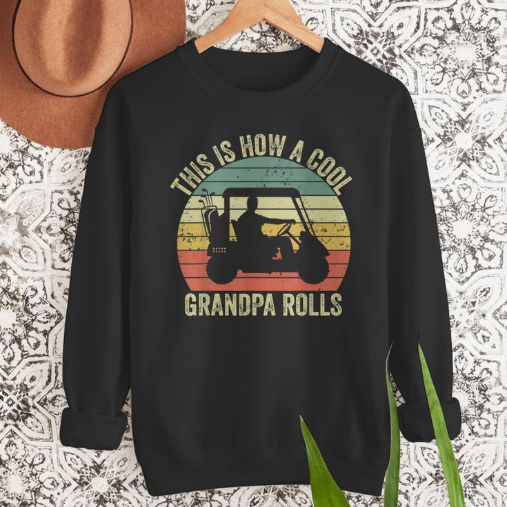 This Is How A Cool Grandpa Rolls Vintage Golf Dad Grandpa Men Sweatshirt
