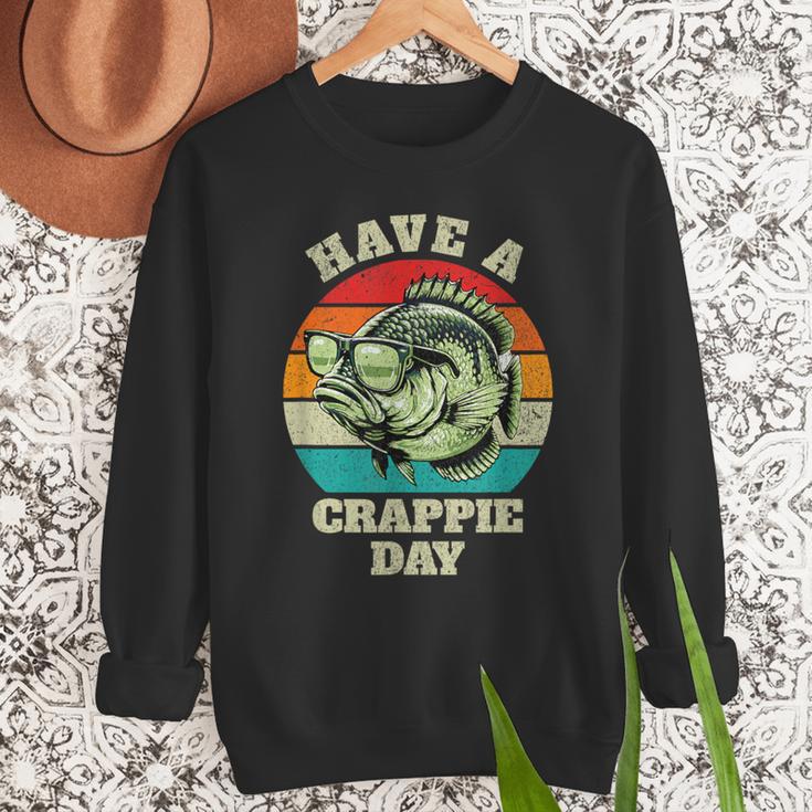 Have A Crappie Day Retro Fishing Sarcastic Dad Men Sweatshirt