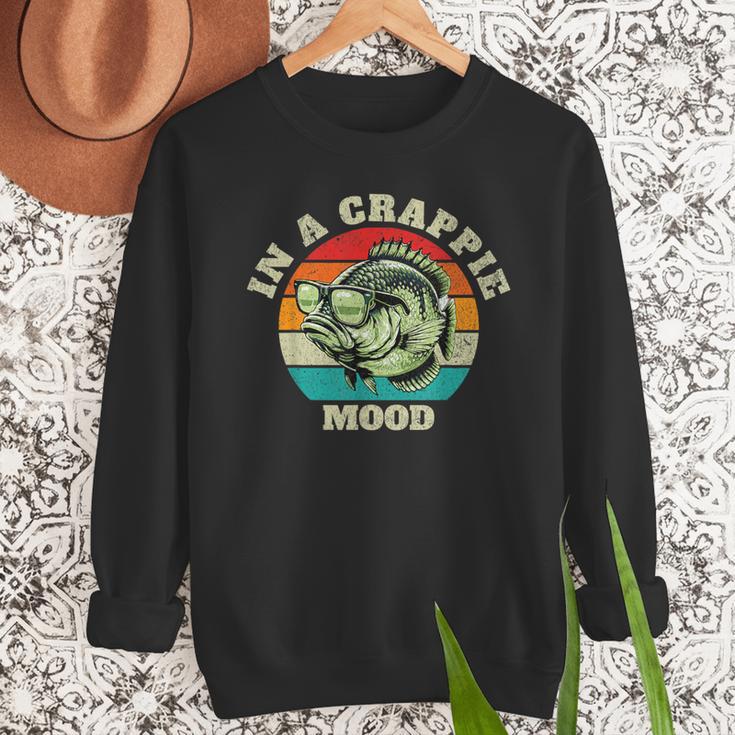 In A Crappie Mood Retro Fishing Sarcastic Dad Men Sweatshirt