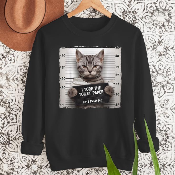 Cute Cat Mugshot Humorous Cat For Cats Lover Cat Mom Cat Dad Men Sweatshirt