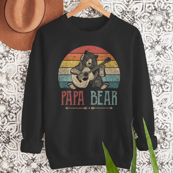 Cute Papa Bear Vintage Father's Day Retro Dad Guitar Men Sweatshirt