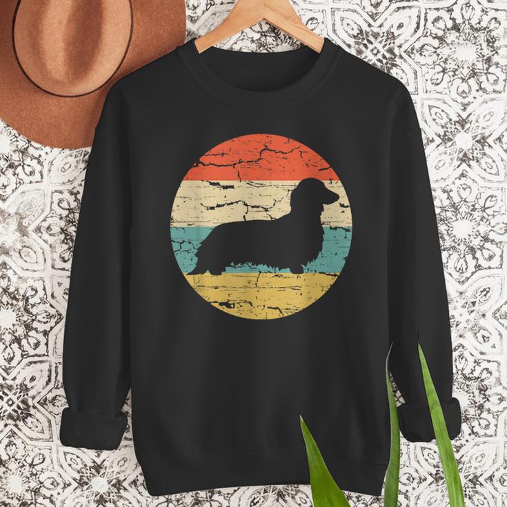 Dachshund Long Haired Dog Vintage Mom Dad Retro Men Sweatshirt