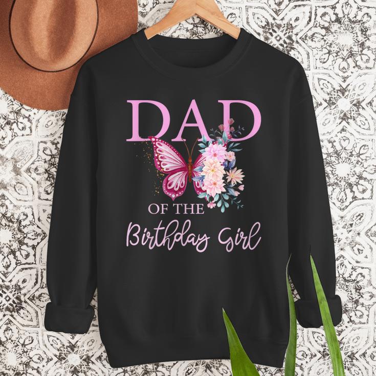 Dad 1st First Birthday Matching Family Butterfly Floral Men Sweatshirt