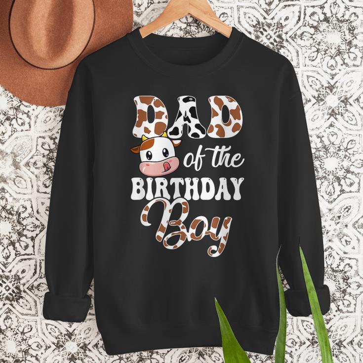 Dad Of The Birthday Boy Cow Farm 1St Birthday Boy Men Sweatshirt