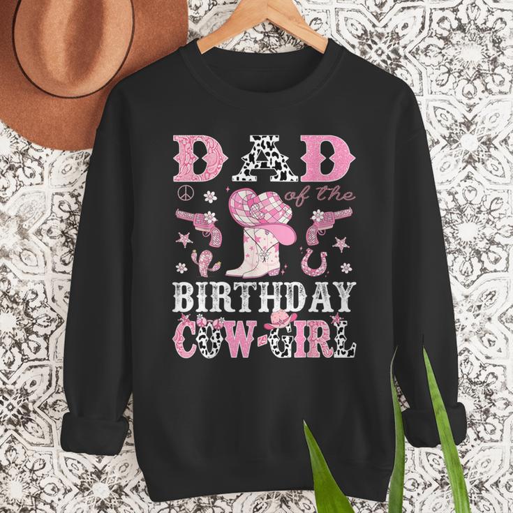 Dad Of The Birthday Cowgirl Pink Disco Rodeo Western Men Sweatshirt