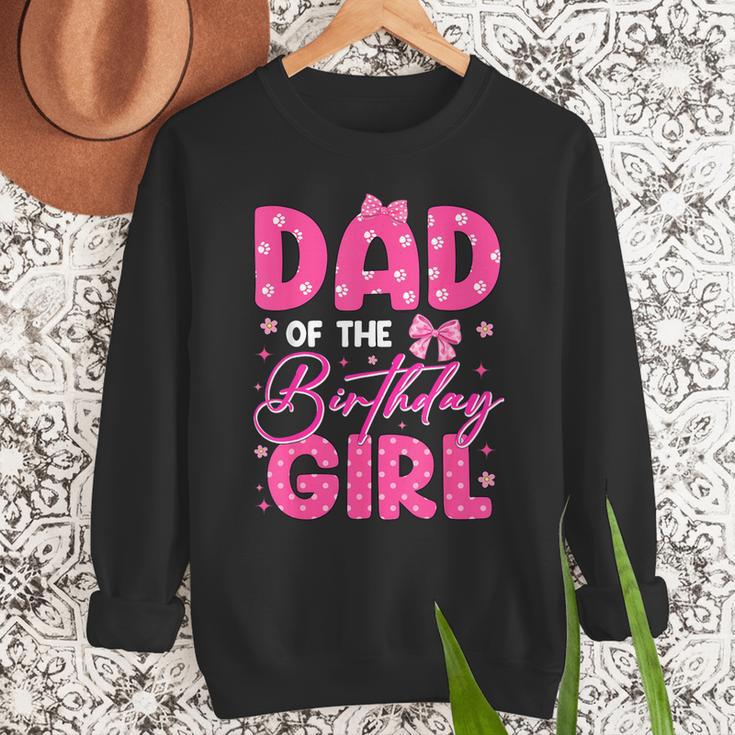 Dad Of The Birthday Girl Pink Bow Birthday Girl Family Men Sweatshirt