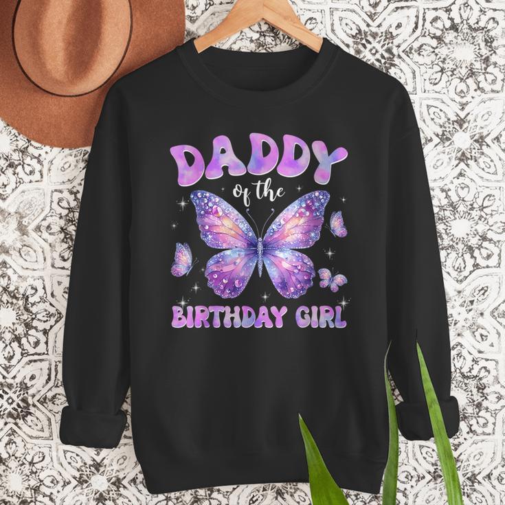Dad Of The Birthday Girl Tie Dye Butterfly Birthday Family Men Sweatshirt