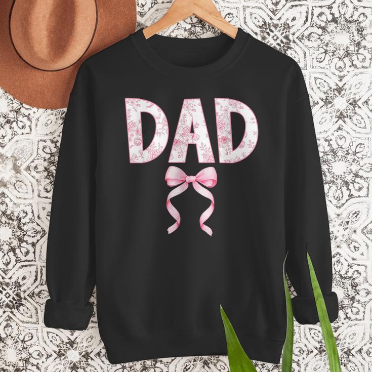 Dad Birthday Squad Matching Coquette Bow Family Party Men Sweatshirt Dad Birthday Squad Matching Coquette Bow Family Party Men Sweatshirt