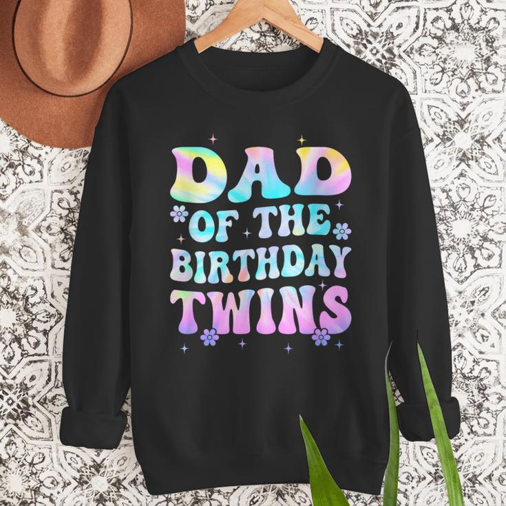 Dad Of The Birthday Twins Girls Kids Party Retro Bday Men Sweatshirt