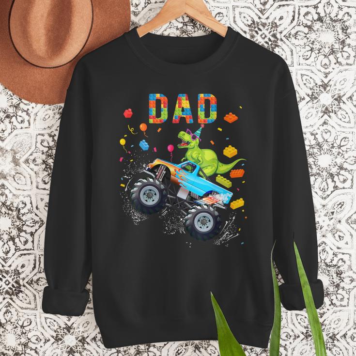 Dad Building Blocks Monster Truck Dinosaur Birthday Men Sweatshirt