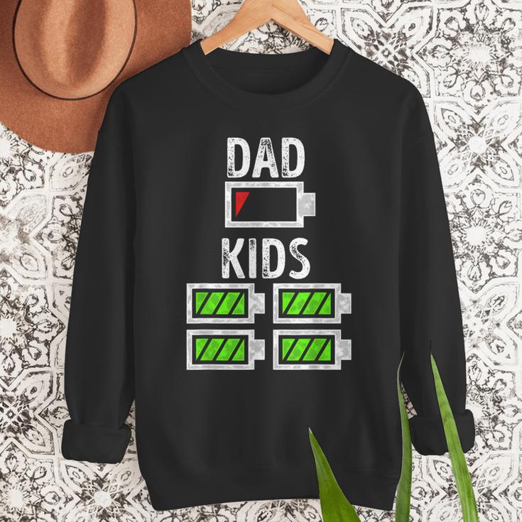 Dad Of Four Low Battery Father Of 4 Kids Dad Men Sweatshirt