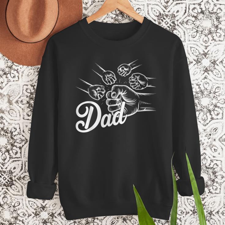 Dad Of Four Toddler Kids Fathers Day Fist Bump Family Men Sweatshirt