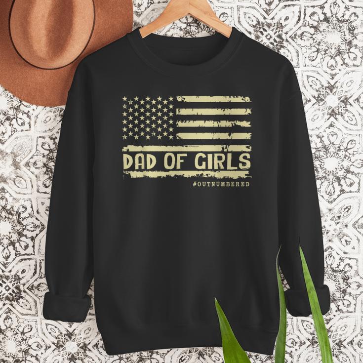 Dad Of Girls Outnumbered US Flag Father's Day Daughter Dad Men Sweatshirt