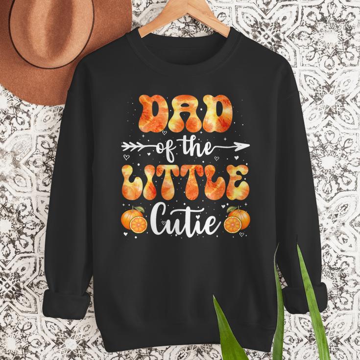 Dad Little Cutie Baby Shower Orange 1st Birthday Party Men Sweatshirt