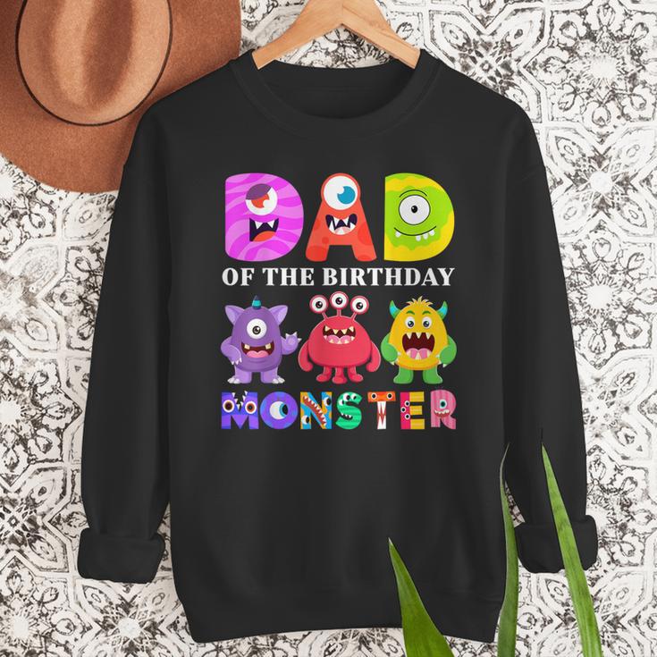 Dad Little Monster Kids 1st Birthday Party Family Monster Small Men Sweatshirt