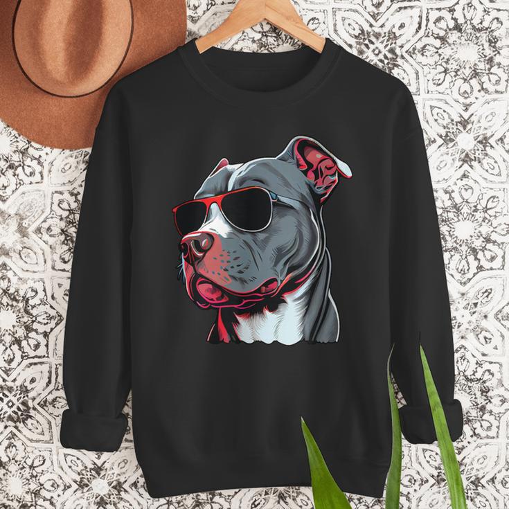 Dad Mom Cool Dog Sunglasses Pitbull Men Sweatshirt