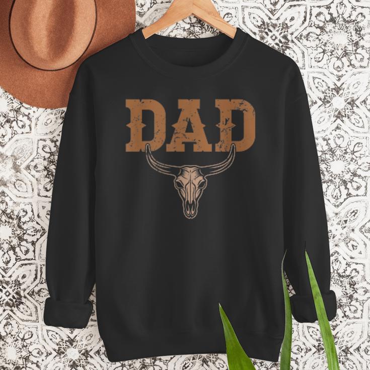 Dad Skull Fathers Day Shirt Western Rodeo Family Matching Men Sweatshirt