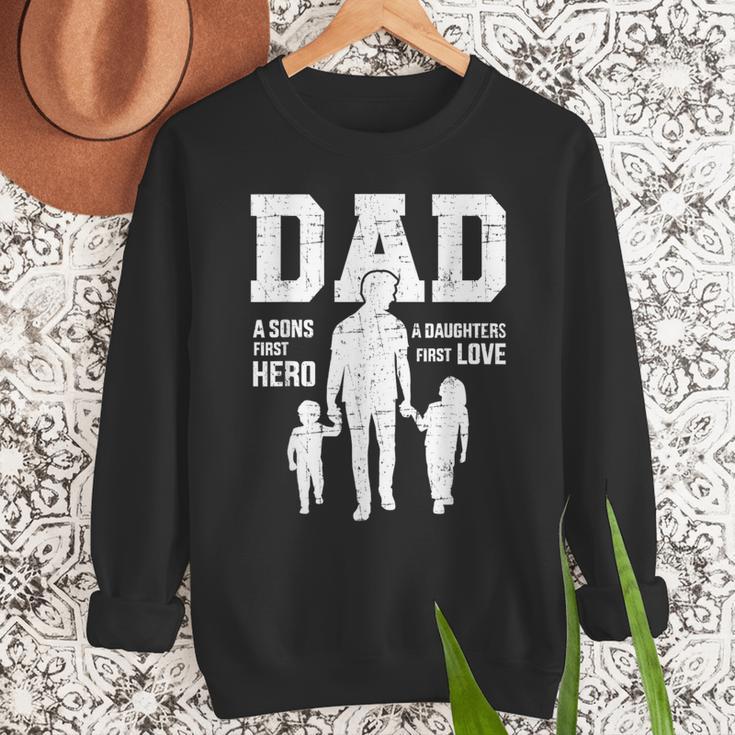Dad Sons First Hero Daughter Love For Father's Day Men Sweatshirt