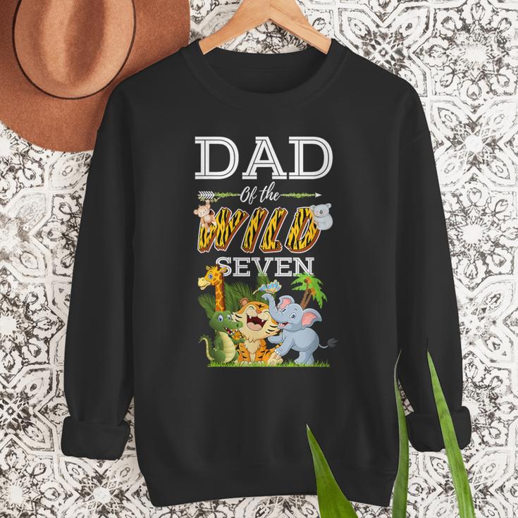 Dad Of The Wild Seven Animal Safari 7th Birthday Party Men Sweatshirt Dad Of The Wild Seven Animal Safari 7th Birthday Party Men Sweatshirt