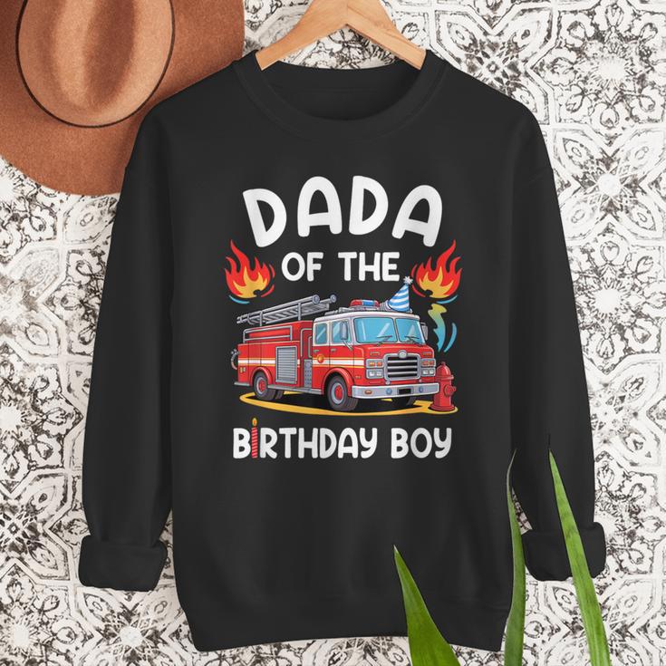 Dada Of The Birthday Boy Fire Truck Firefighter 1St Party Men Sweatshirt