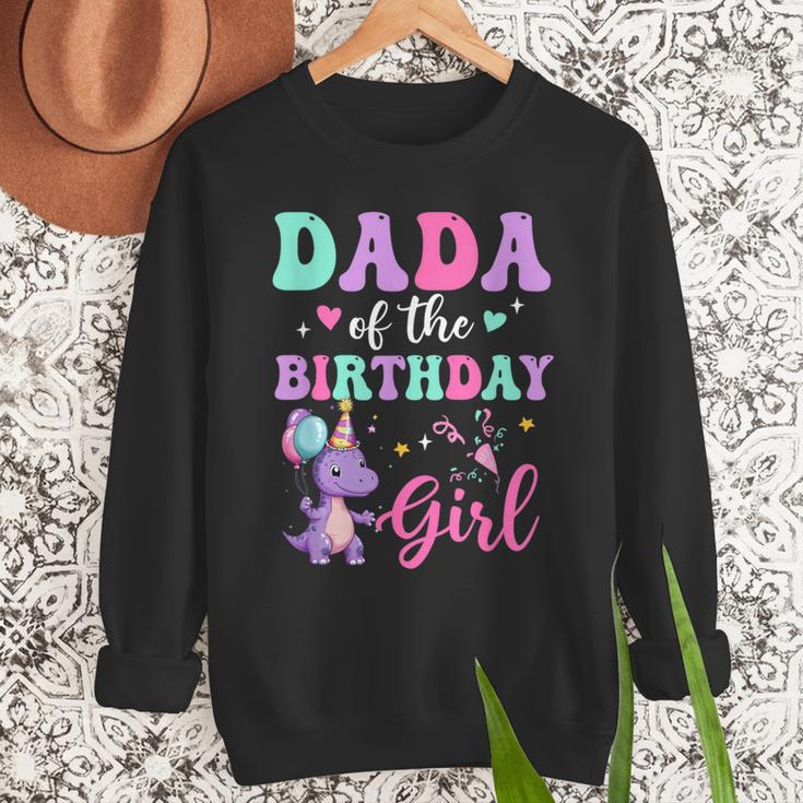 Dada Of The Birthday For Girl Dinosaur T-Rex Party Family Men Sweatshirt