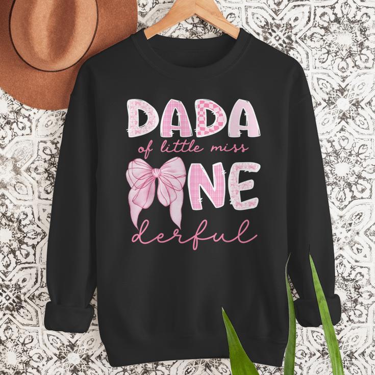 Dada Of Little Miss Onederful First Birthday Girl Bow Men Sweatshirt