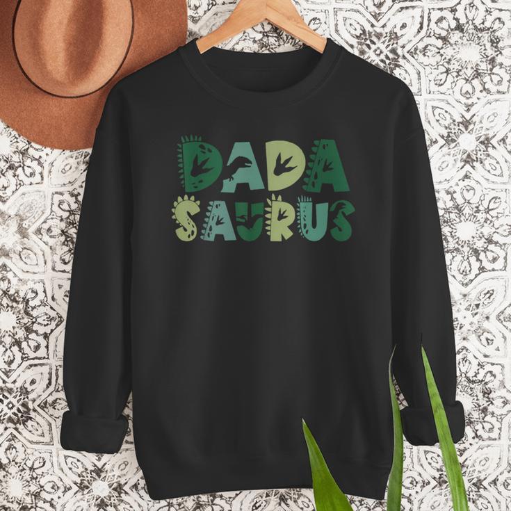 Dada Saurus Dad Dinosaur Three Rex Birthday Boy Girl Family Men Sweatshirt