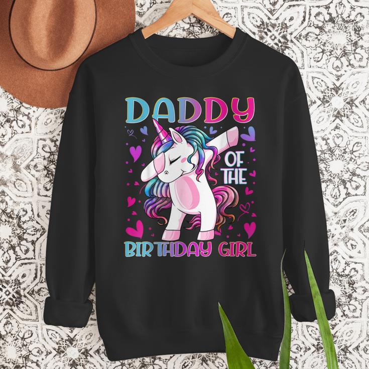 Daddy Of The Birthday Girl Dabbing Unicorn Dad Daddy Small Men Sweatshirt