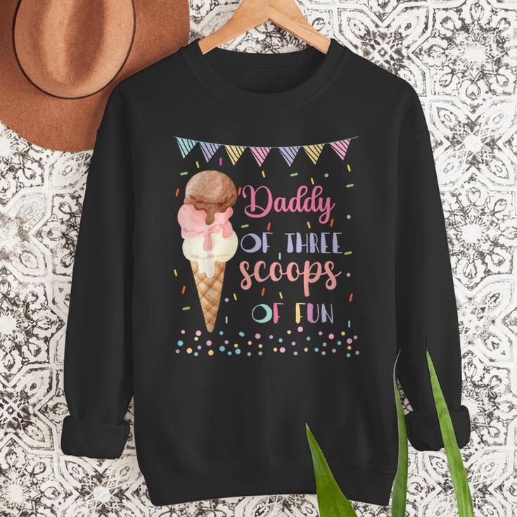 Daddy Dad Ice Cream Third Birthday Three Scoops Of Fun Men Sweatshirt