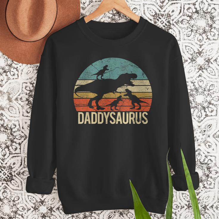Daddy Dinosaur Daddysaurus 3 Three Kids Xmas Men Sweatshirt