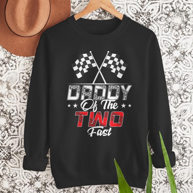 Daddy Of The Two Fast Second Birthday Racing Car Family Men Sweatshirt