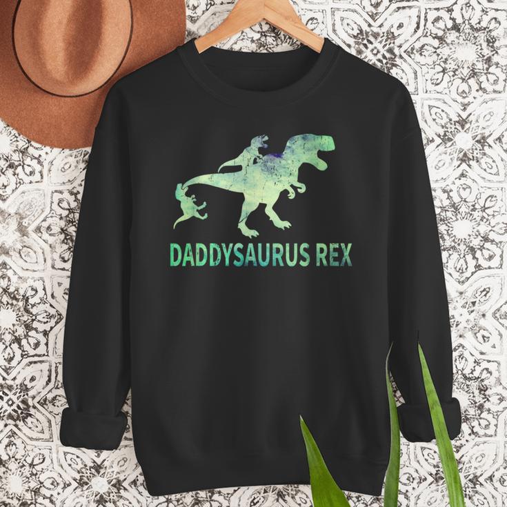 DaddysaurusRex Dinosaur Daddy Saurus Dad 2 Two Kids Dino Men Sweatshirt
