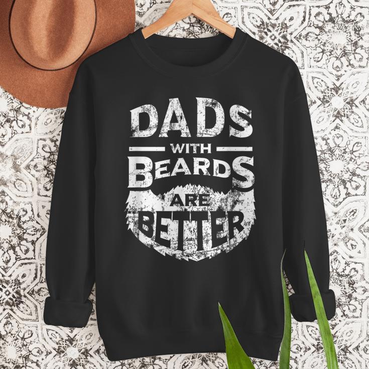 Dads With Beards Are Better Distressed Men Sweatshirt