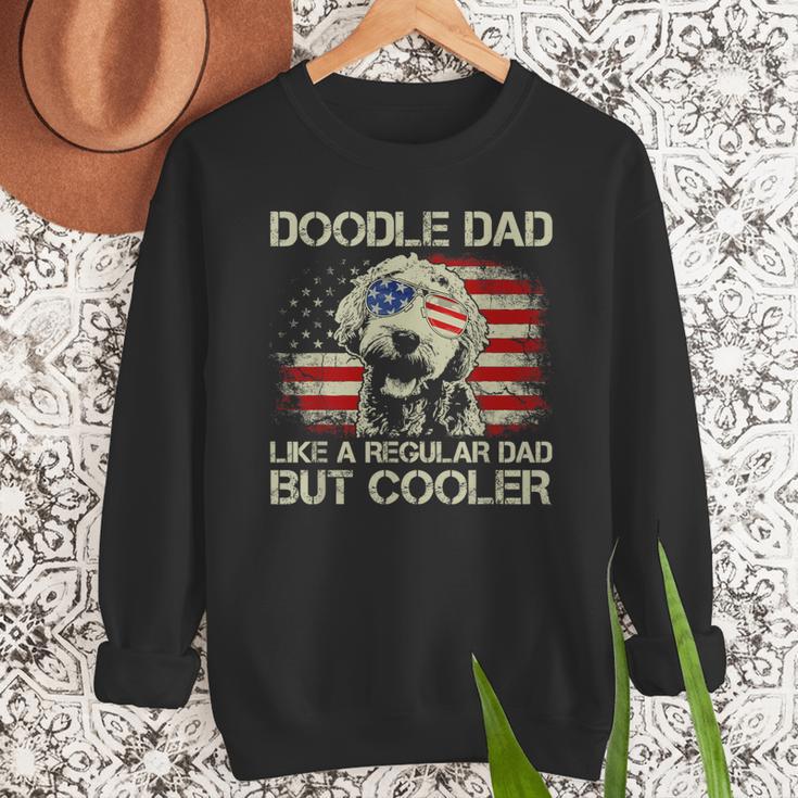 Doodle Dad Goldendoodle Regular Dad But Cooler American Flag Men Sweatshirt