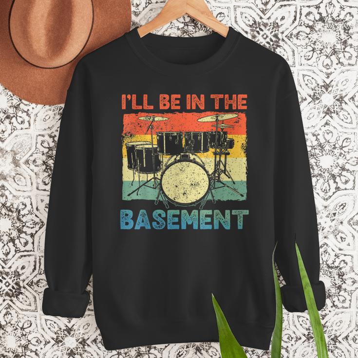 Drumming Basement Drum Set Drummer Rock Dad Grandpa Men Sweatshirt