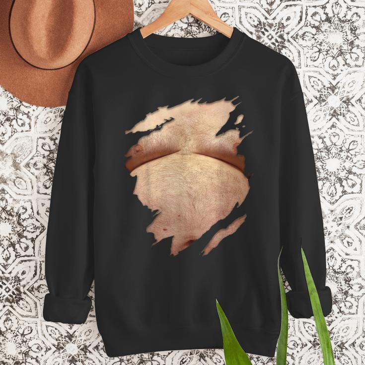 Fat Hairy Guy Big Stomach & Man Boobs Fat Dad BOD Men Sweatshirt