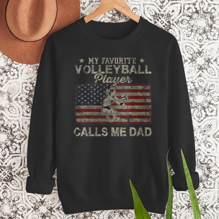 My Favorite Volleyball Player Calls Me Dad USA Flag Men Sweatshirt