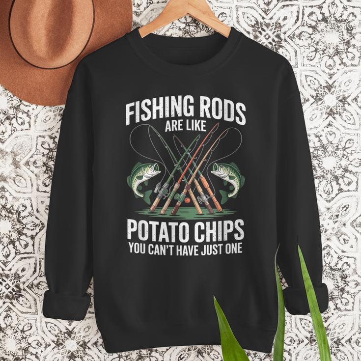 Fishing Rods Are Like Potato Chips Dad Fisherman Men Sweatshirt