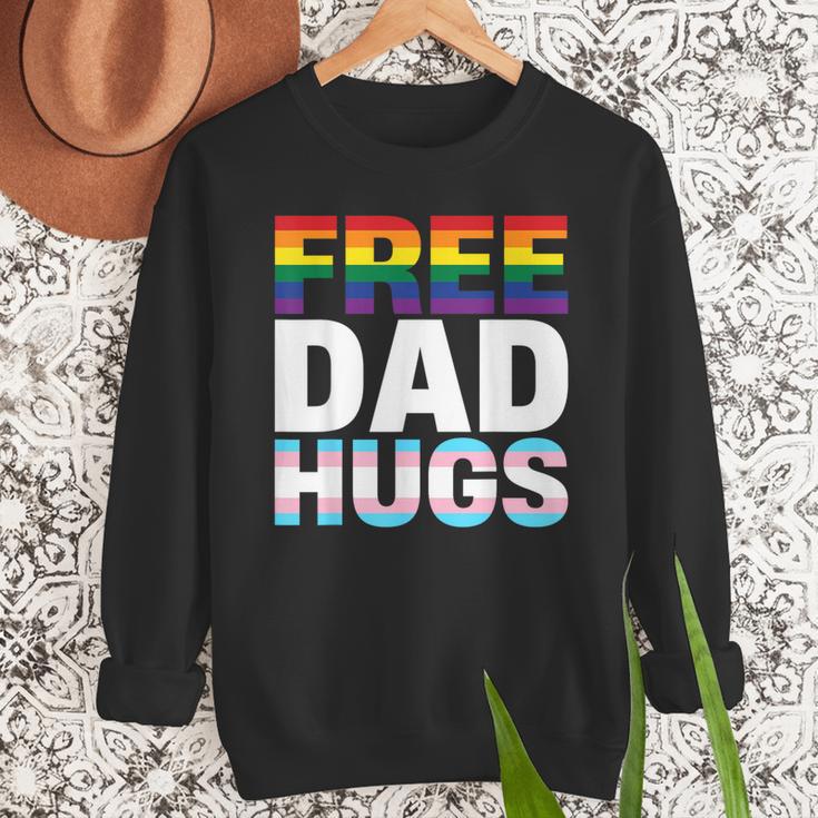 Free Dad Hugs Pride Flag Month LGBTQ Transgender Support Men Sweatshirt